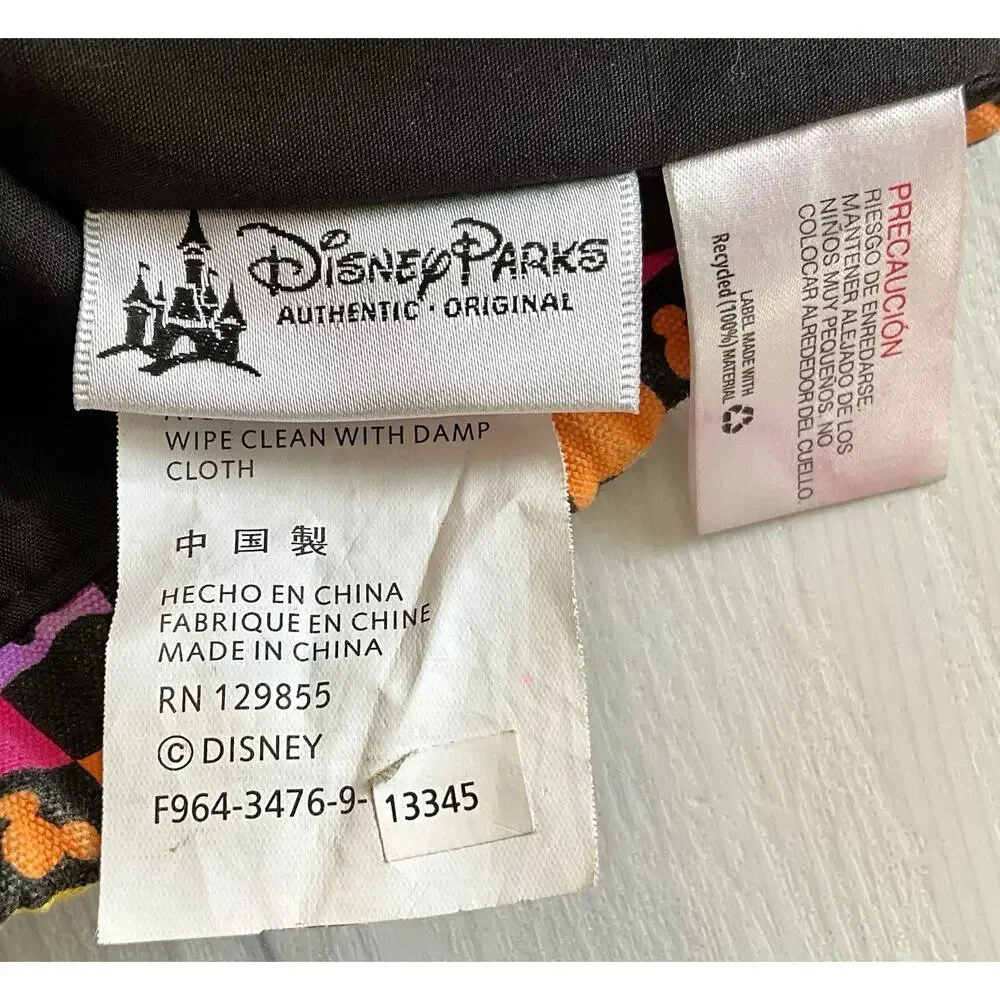 Disney Parks Mickey Black Rainbow Design Draw String Backpack Side Zipper Pocket